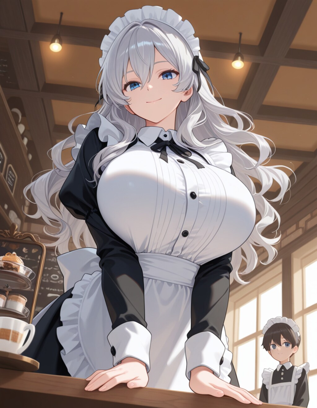 ふわふわ銀髪メイドさん1