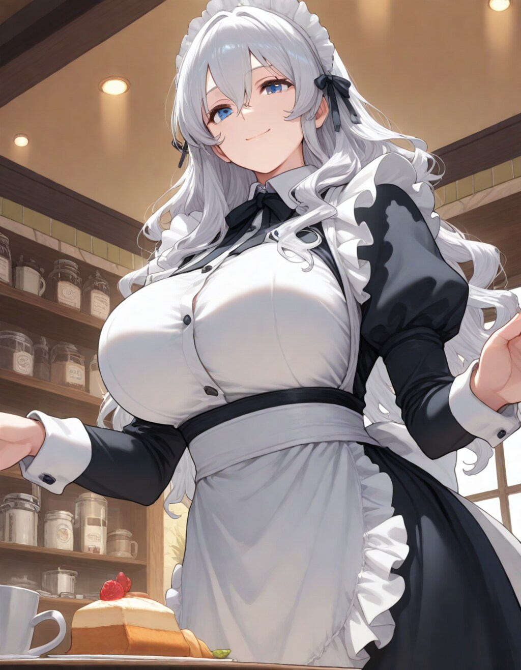 ふわふわ銀髪メイドさん1