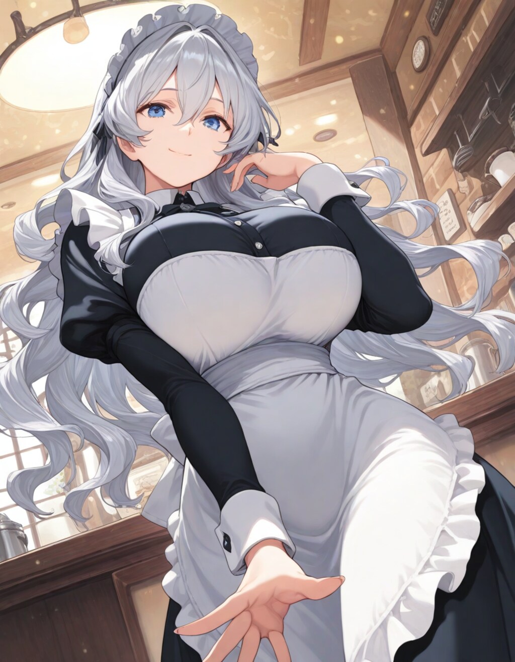 ふわふわ銀髪メイドさん1