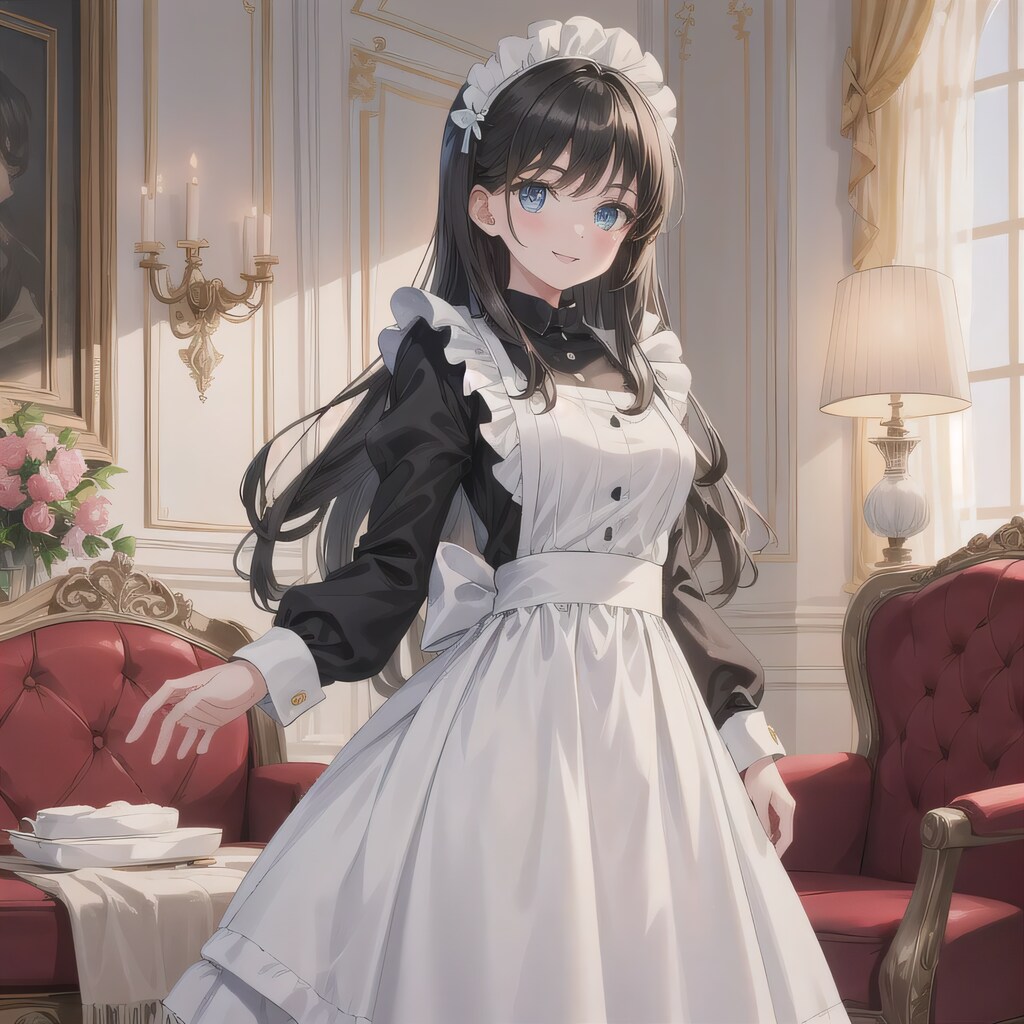 黒髪ロングでメイド服の少女２５