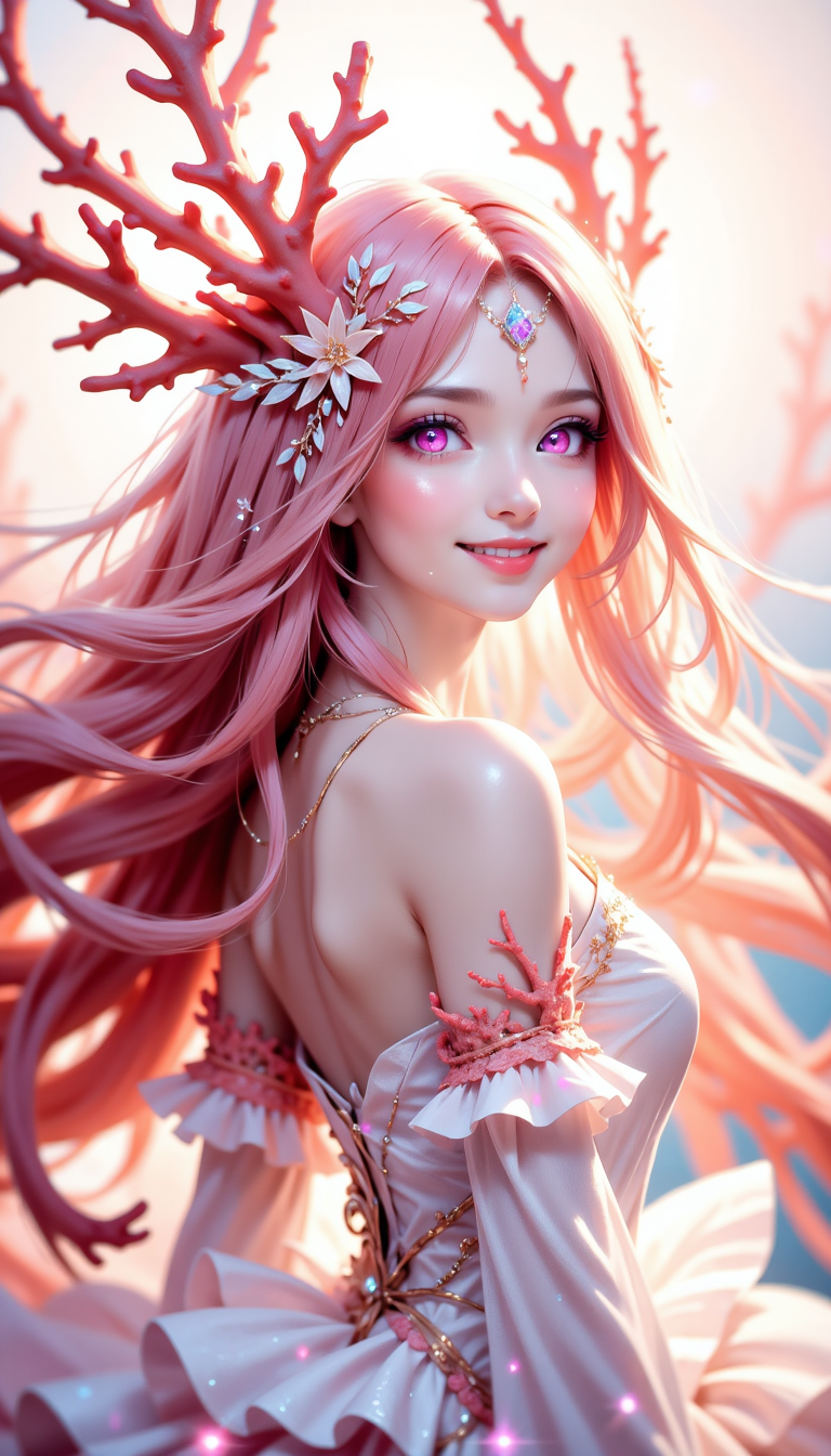 ピンク・レッド・ミステリアス　コーラルフェアリーガール | の人気AIイラスト・グラビア