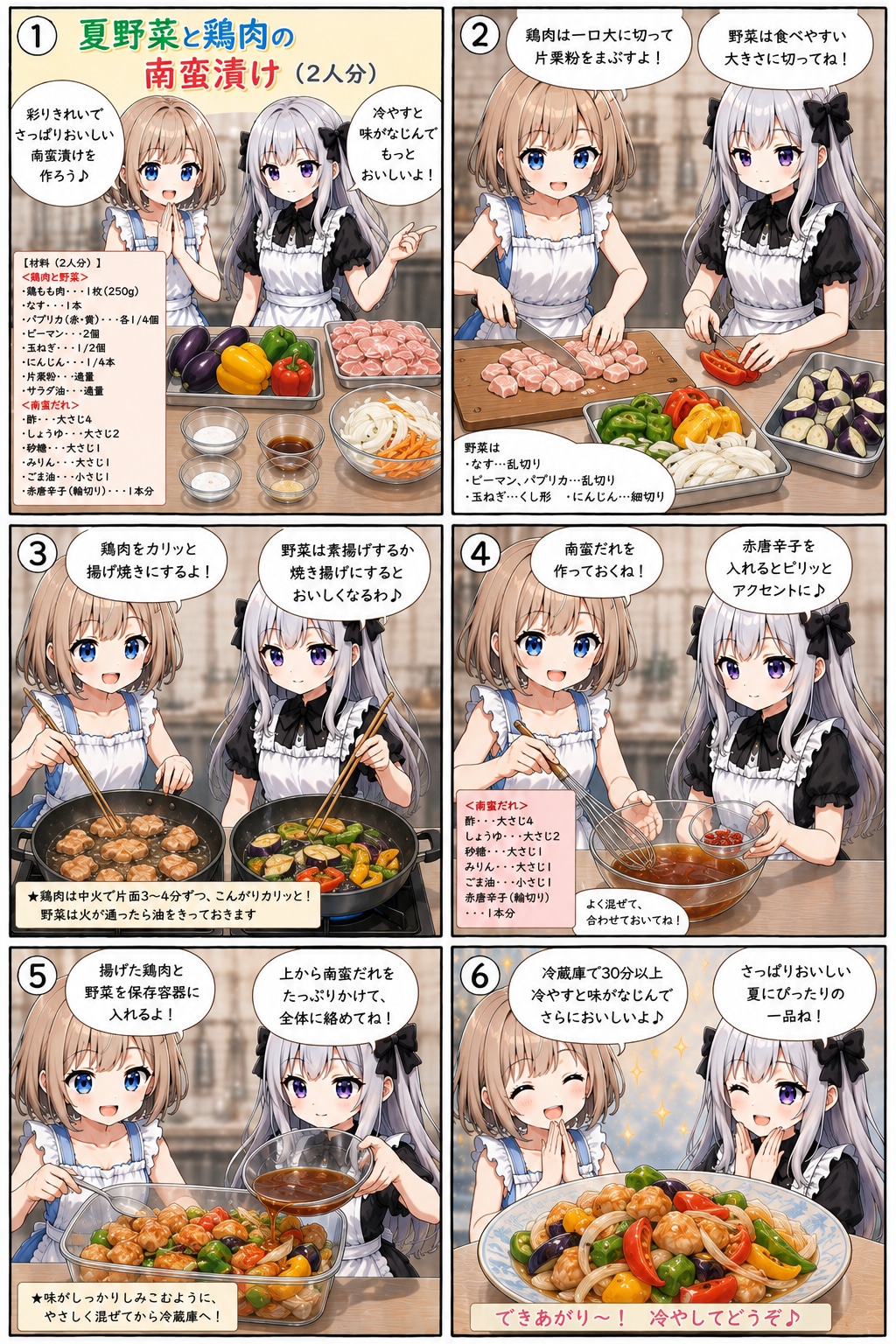 夏野菜と鶏肉の南蛮漬け | の人気AIイラスト・グラビア