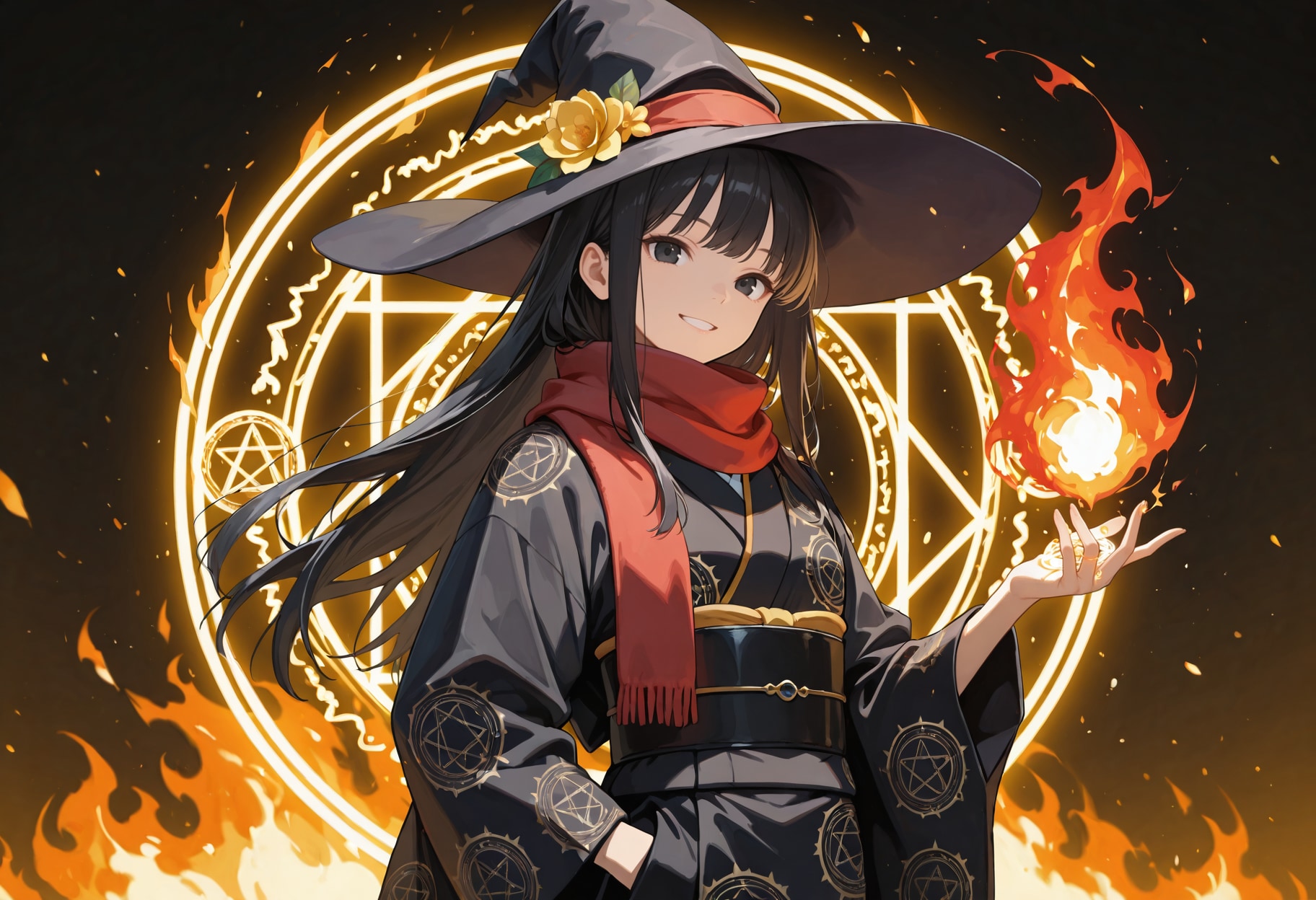 火炎魔法と魔女さん
