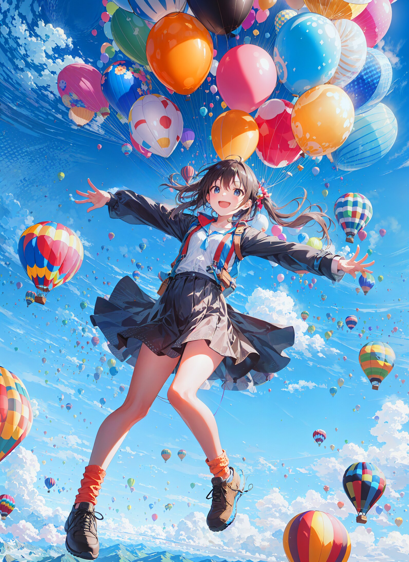 風船少女と気球