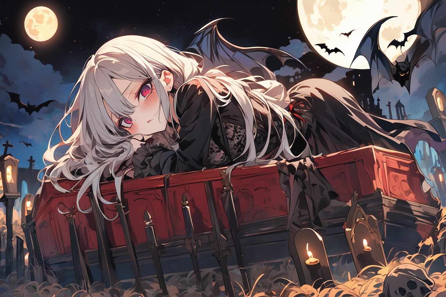 寝起きヴァンパイア娘-1 | の人気AIイラスト・グラビア