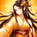 金色の着物を着た、黒髪ツインテール少女★(7枚) 7枚目