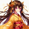 金色の着物を着た、黒髪ツインテール少女★(7枚) 3枚目
