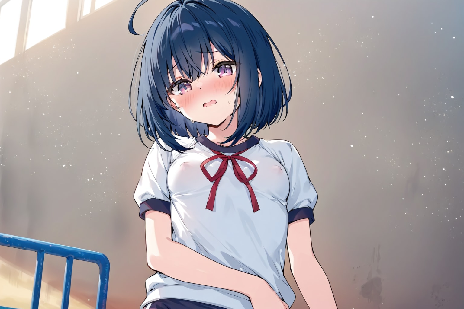 ノーブラを気づかれないか心配する代理ちゃん