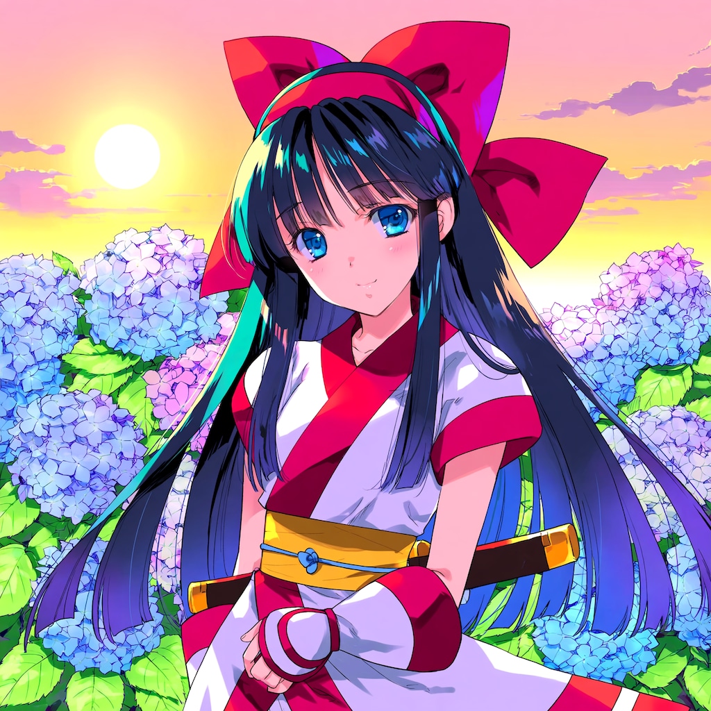 紫陽花とナコルル