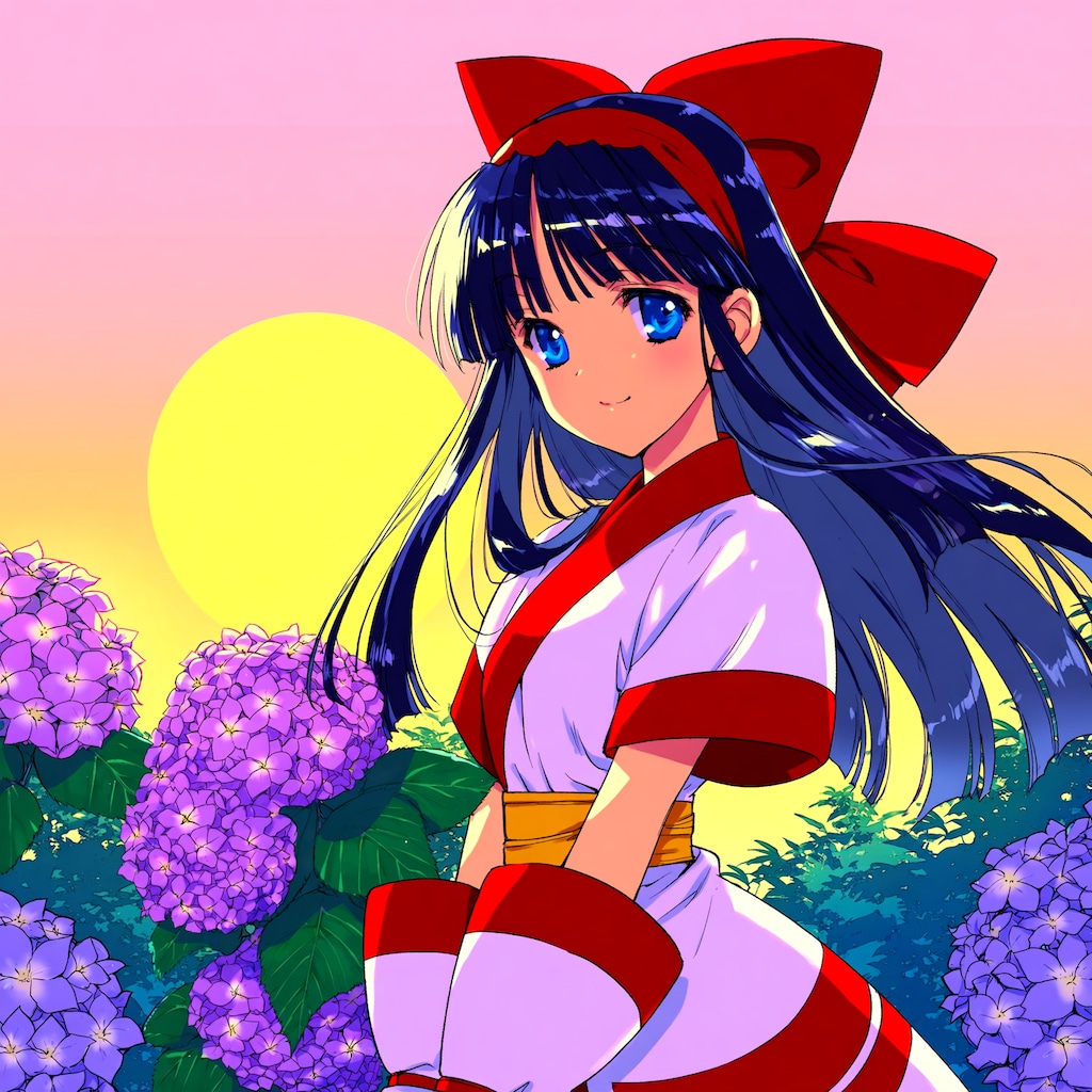 紫陽花とナコルル