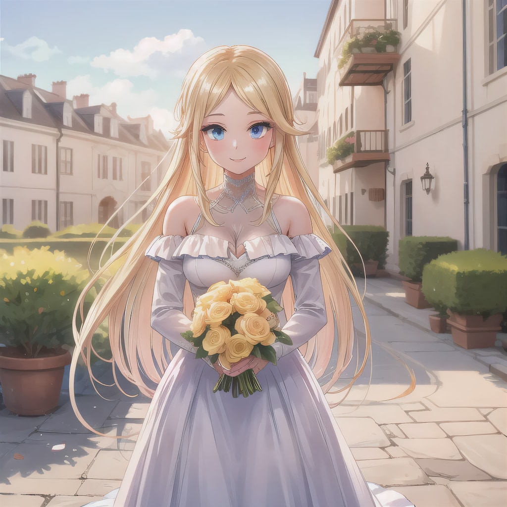 金髪ロングでウェディングドレスの少女１６