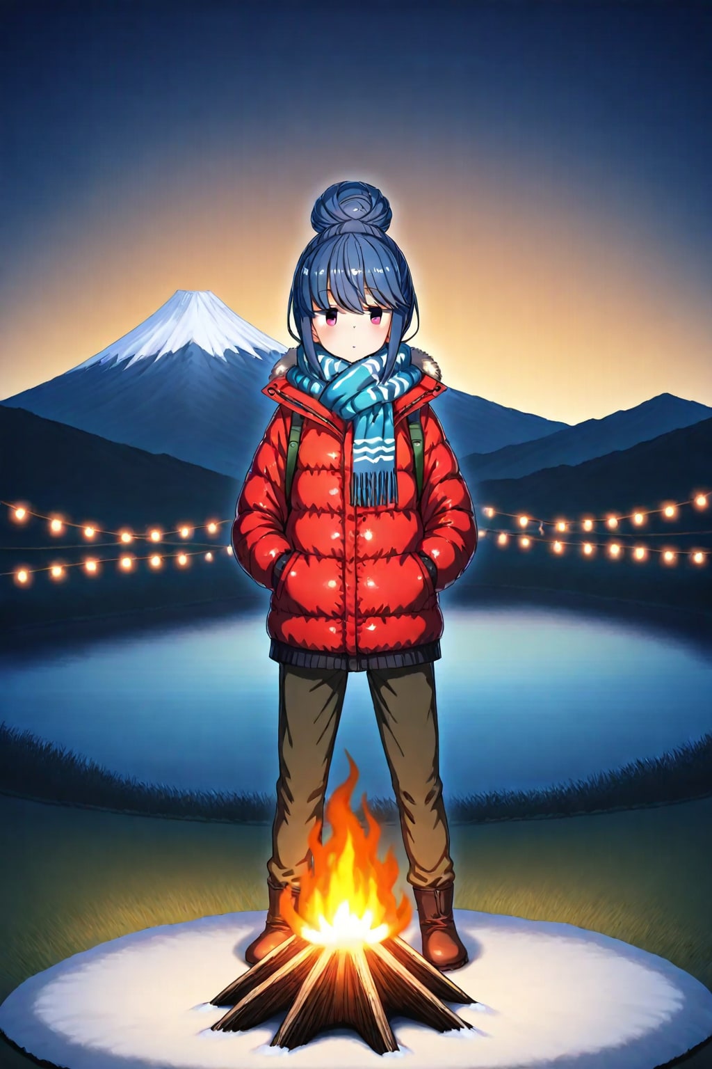 ソロキャンで焚き火のリンちゃん⛺️