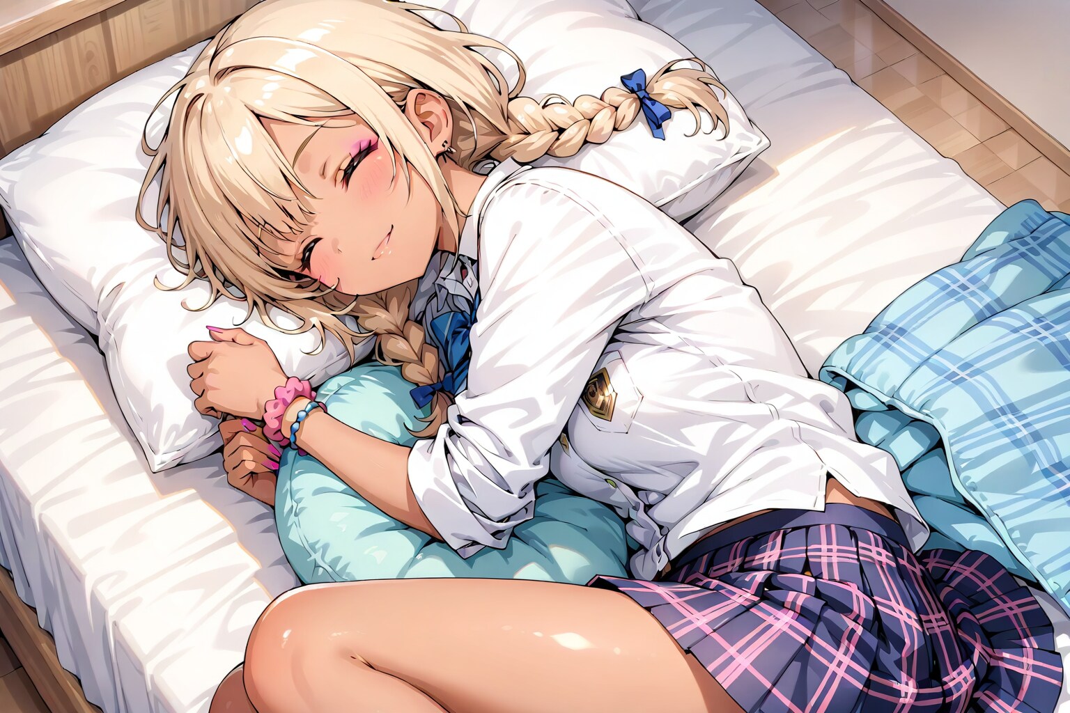 んー。お腹いっぱい……ハンバーガー食べきれない……くやしぃ…（むにゃむにゃ） | の人気AIイラスト・グラビア