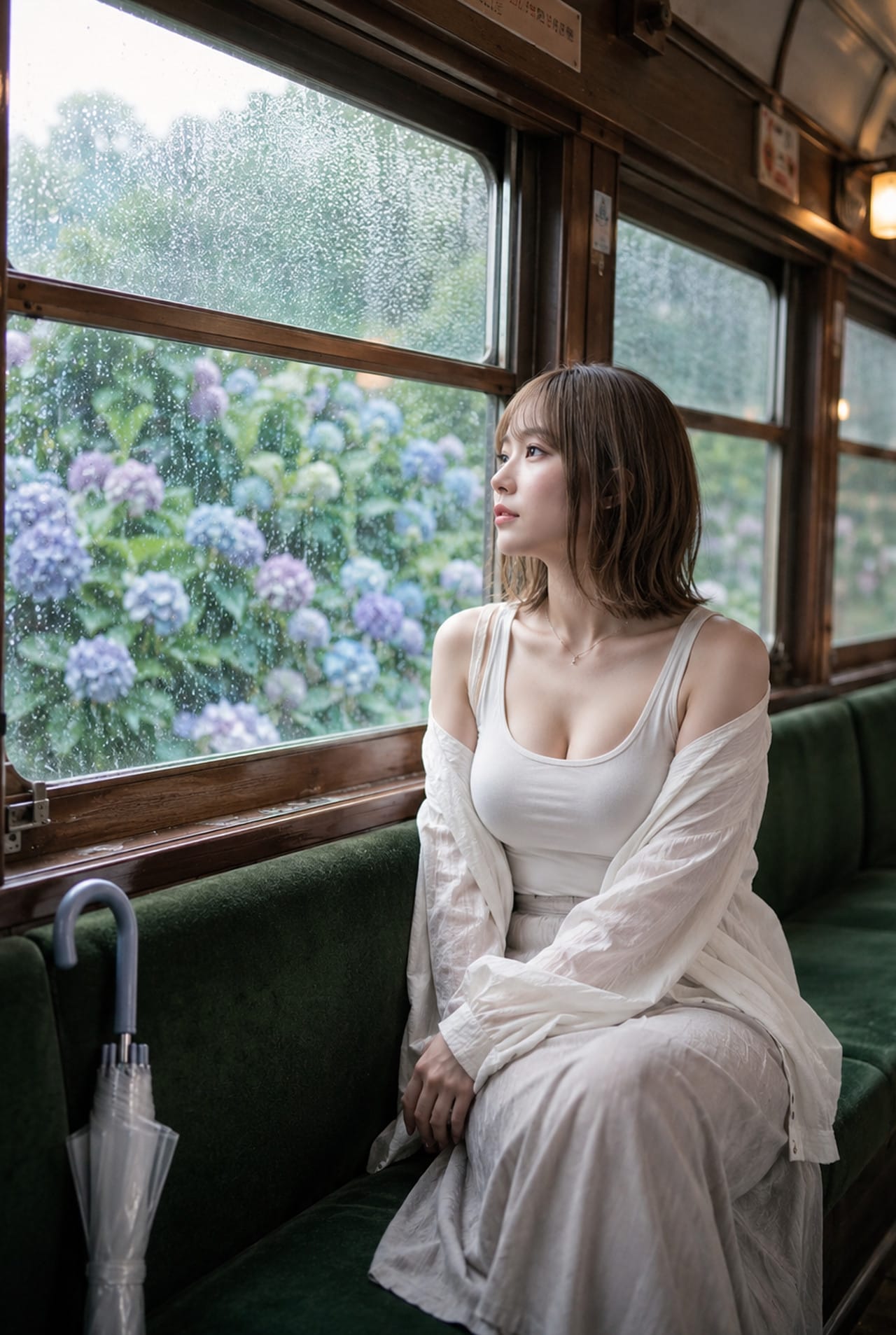 あじさい電車の車窓から～公式規格「＃紫陽花」参戦作品～