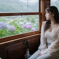あじさい電車の車窓から～公式規格「＃紫陽花」参戦作品～ 3枚目