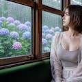 あじさい電車の車窓から～公式規格「＃紫陽花」参戦作品～ 2枚目