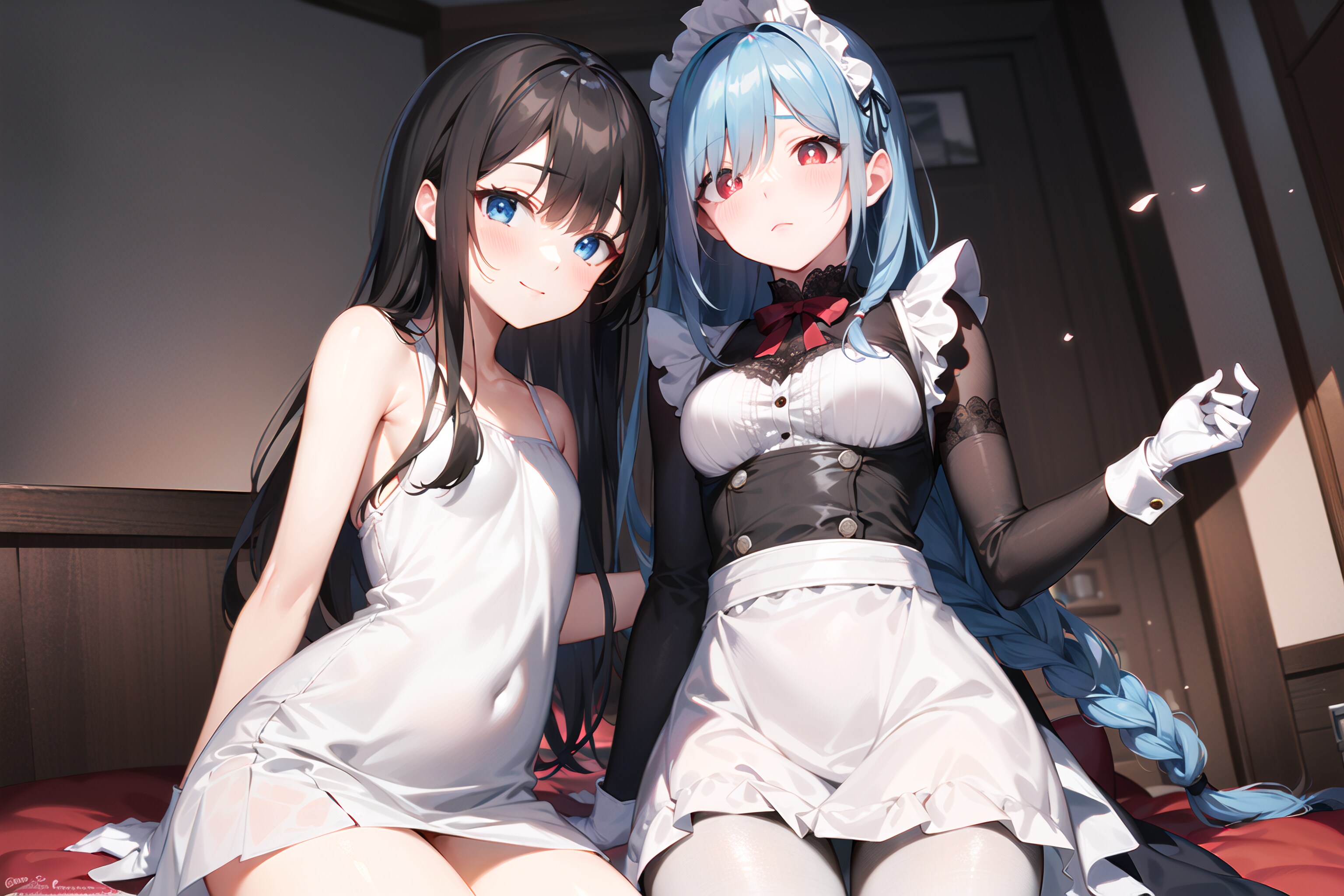 黒髪お嬢様＆メイド