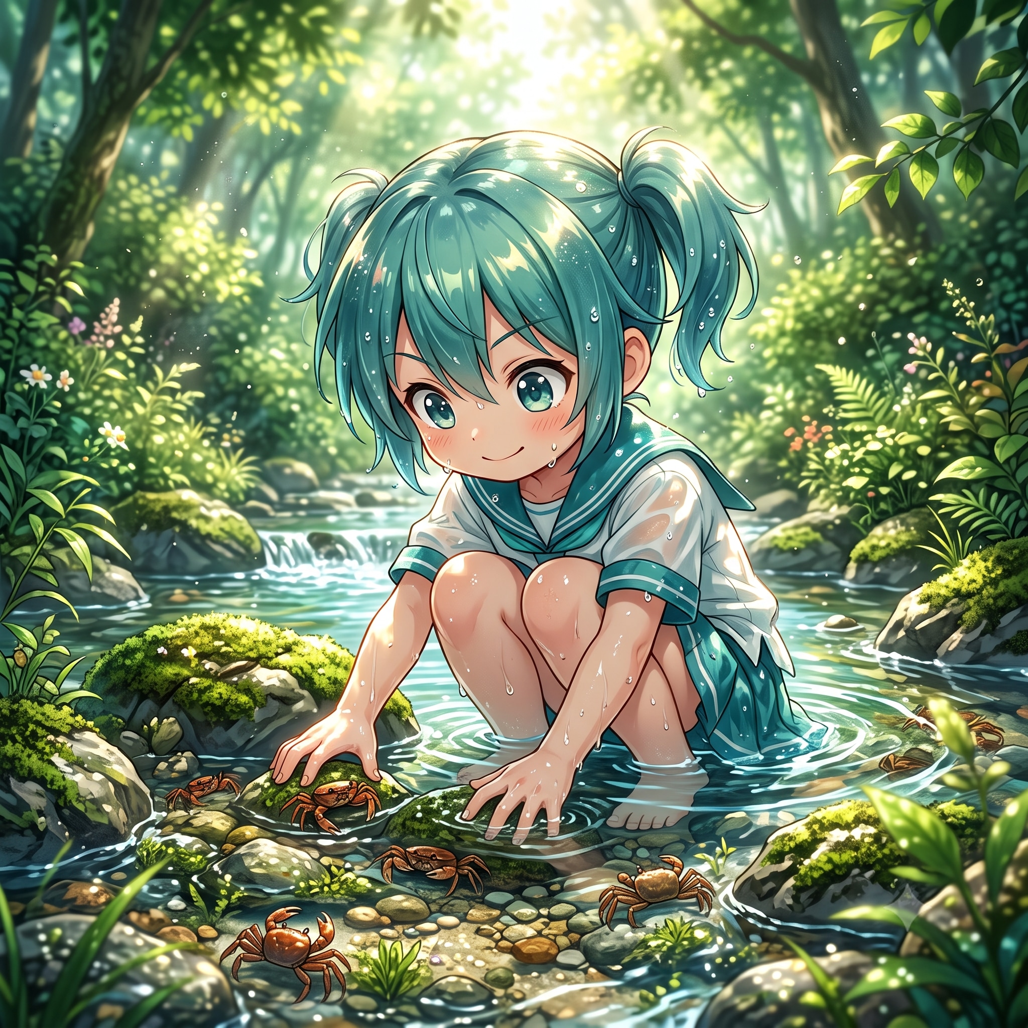 ミクちゃん沢蟹に夢中🦀