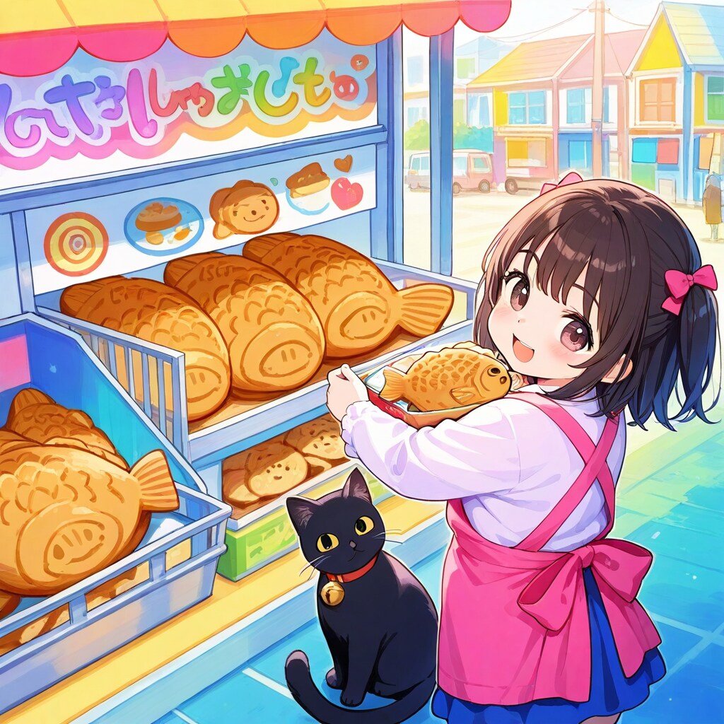 たいやき屋さんの看板娘と看板猫