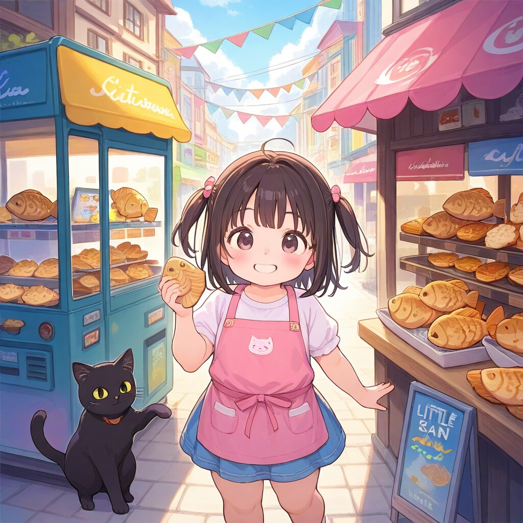 たいやき屋さんの看板娘と看板猫