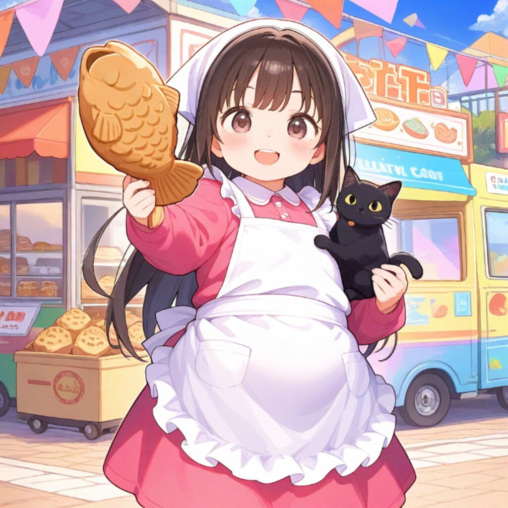 たいやき屋さんの看板娘と看板猫