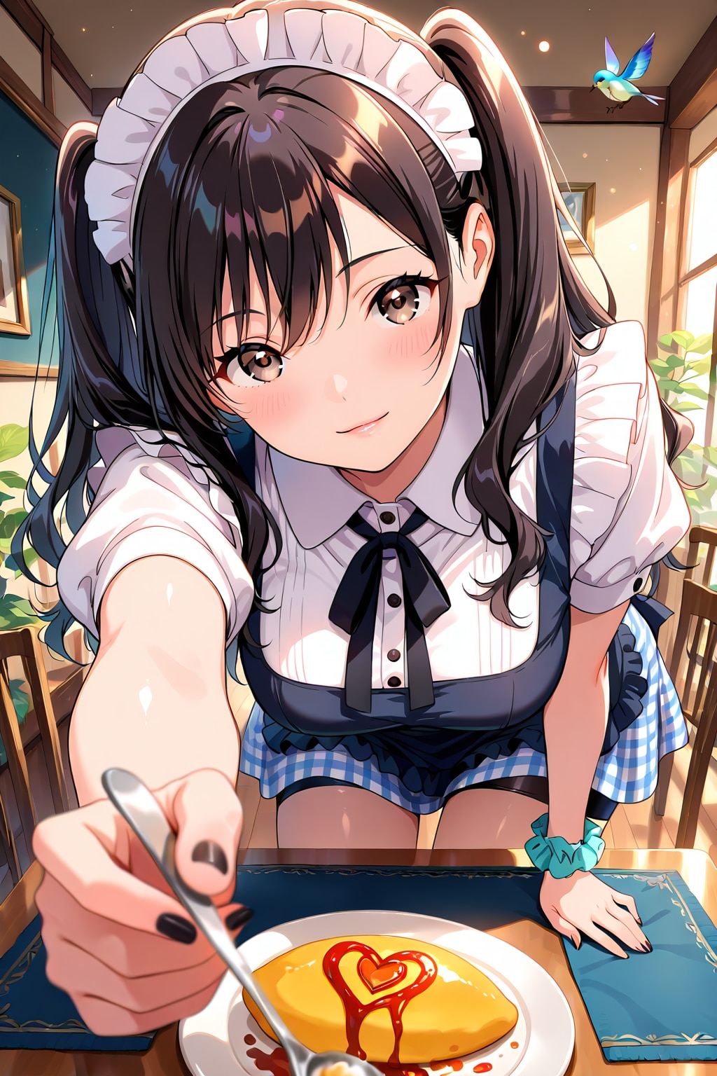 萌音が奈穂ちゃんの為に作ったオムライスです❤️奈穂ちゃん❤️はい、あ〜ん❤️