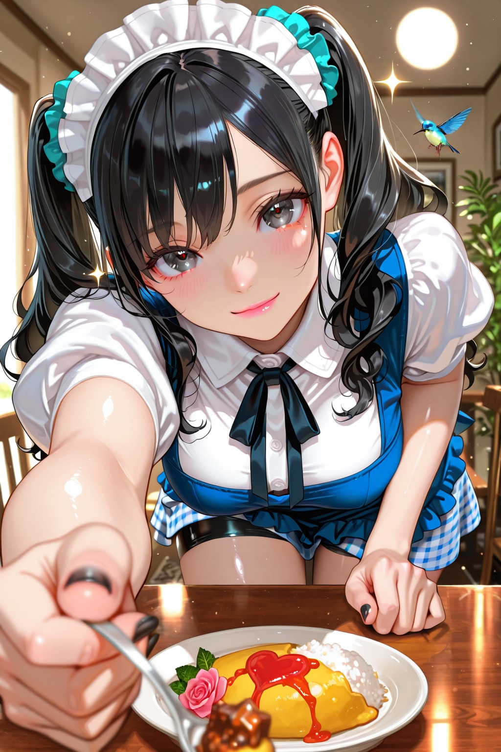 萌音が奈穂ちゃんの為に作ったオムライスです❤️奈穂ちゃん❤️はい、あ〜ん❤️