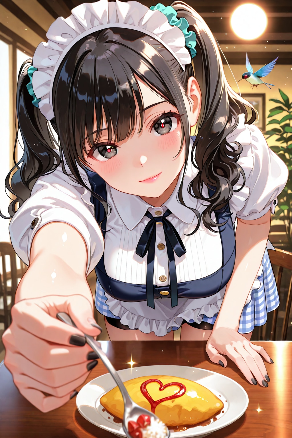 萌音が奈穂ちゃんの為に作ったオムライスです❤️奈穂ちゃん❤️はい、あ〜ん❤️