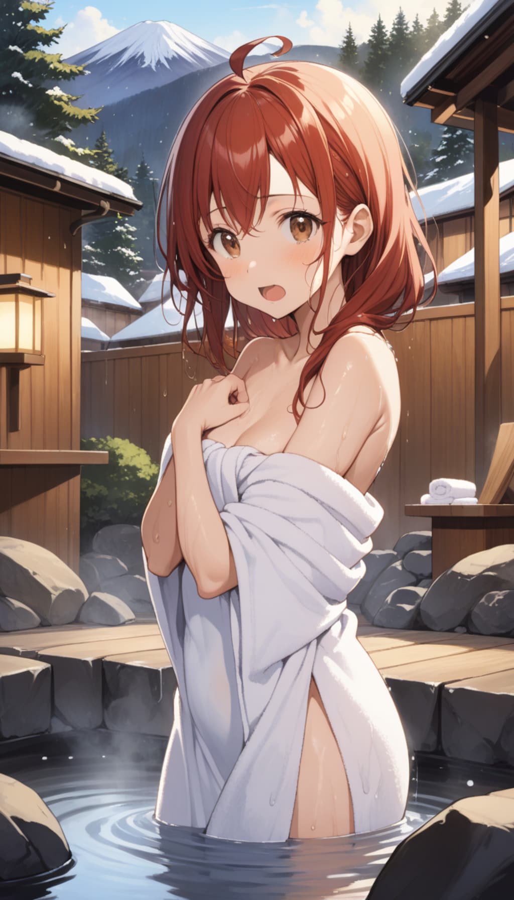 茶髪ロングちゃんと温泉