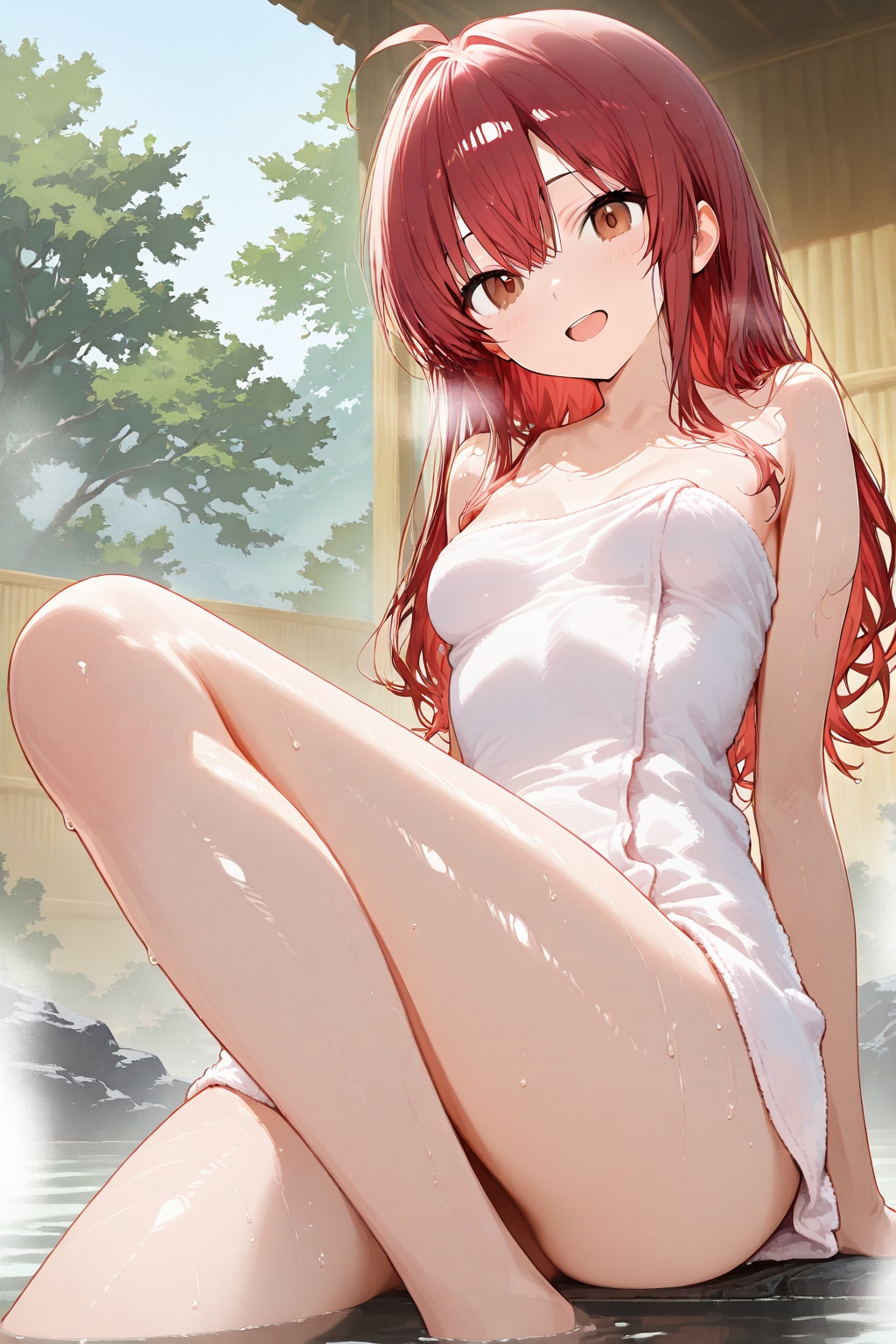 茶髪ロングちゃんと温泉