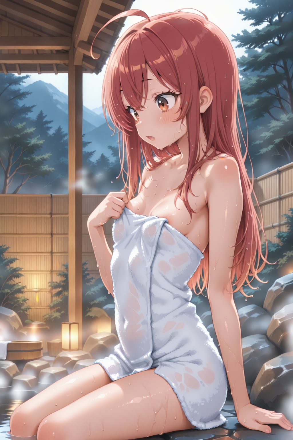 茶髪ロングちゃんと温泉