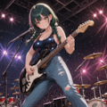 スク水＋デニムパンツでロックコンサート 2枚目
