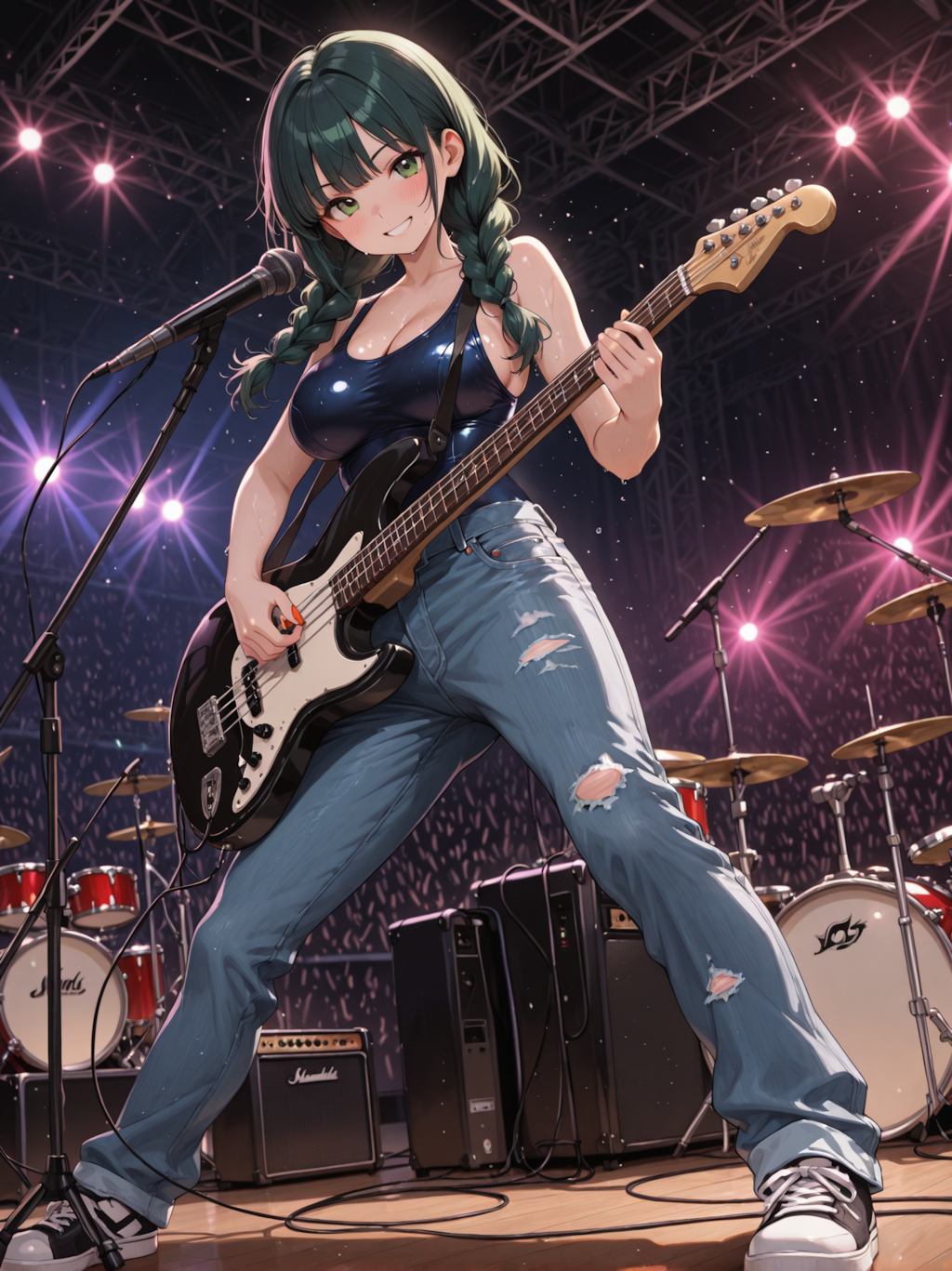 スク水＋デニムパンツでロックコンサート