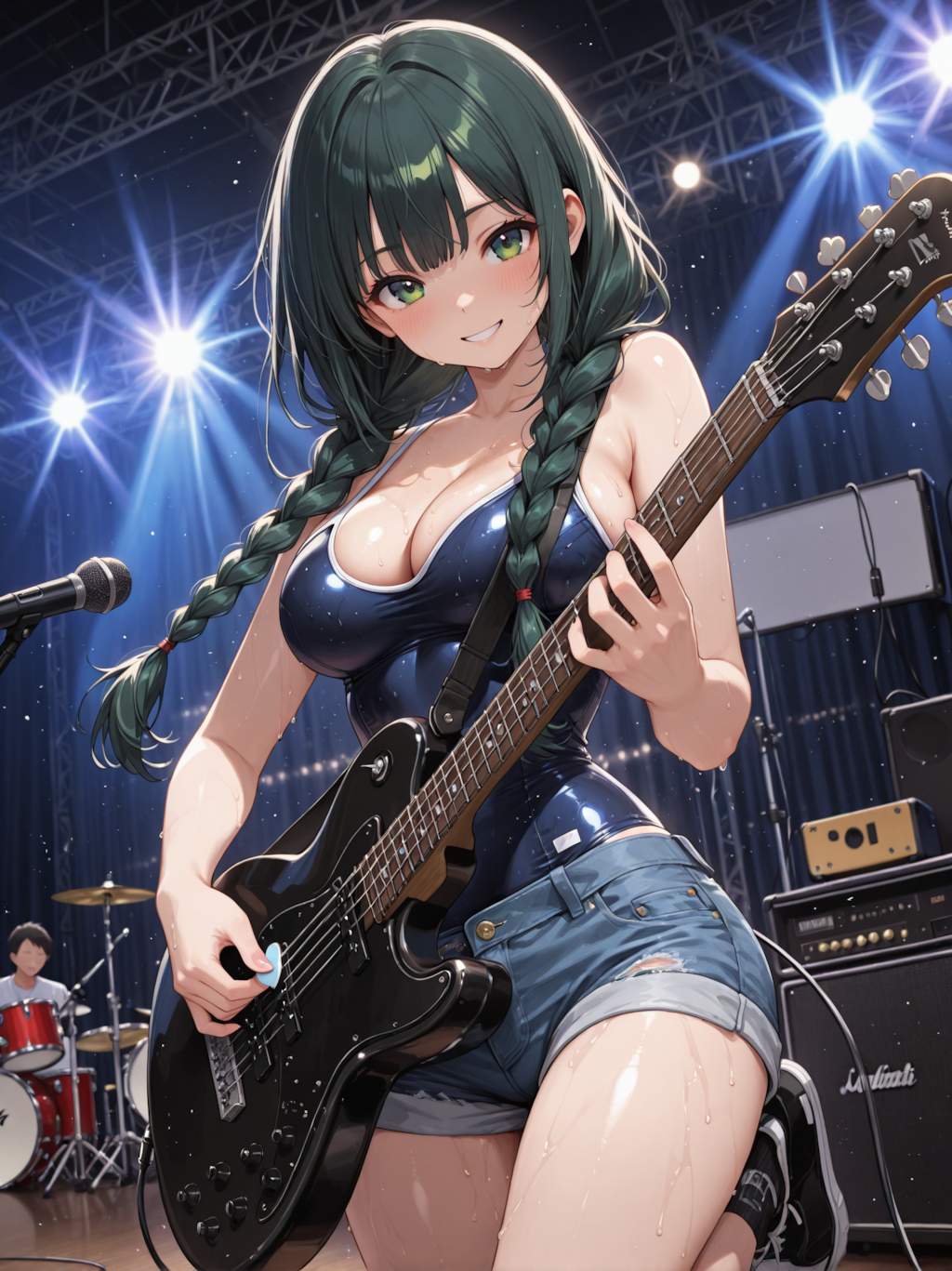 スク水＋デニムパンツでロックコンサート