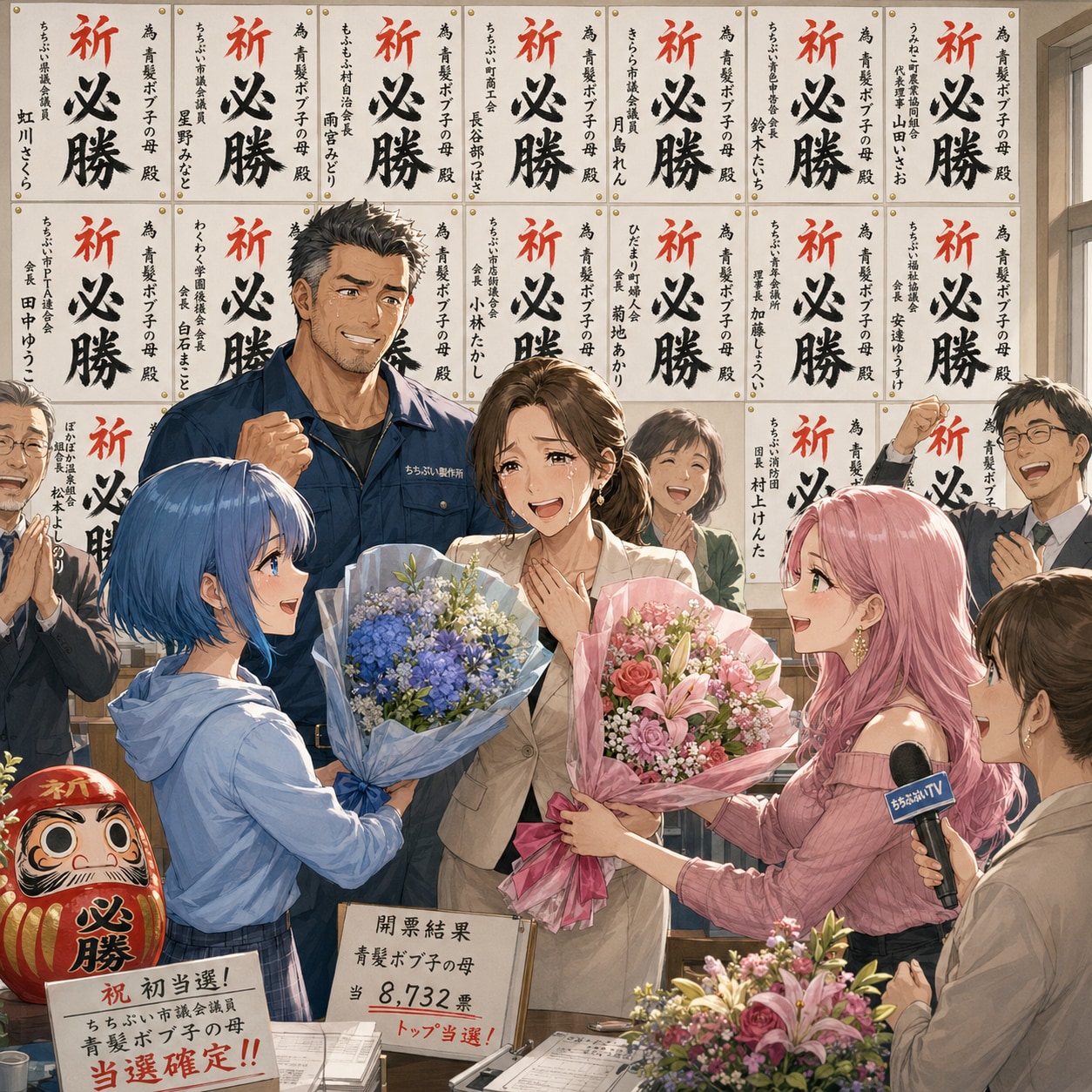初当選の夜、母へ贈る花束