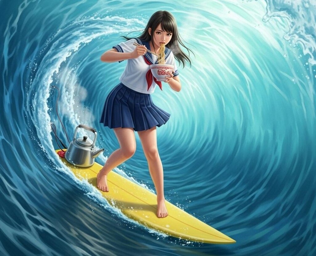 サーフィンしながらラーメン