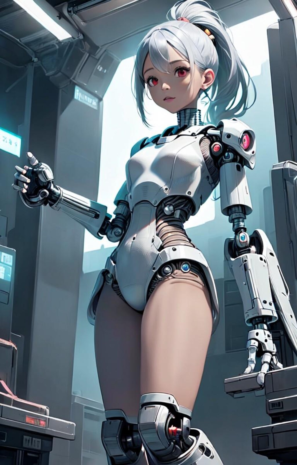 見下ろすメカ娘