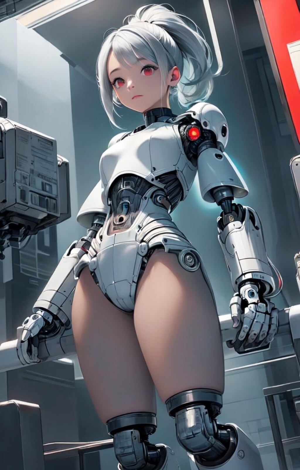 見下ろすメカ娘