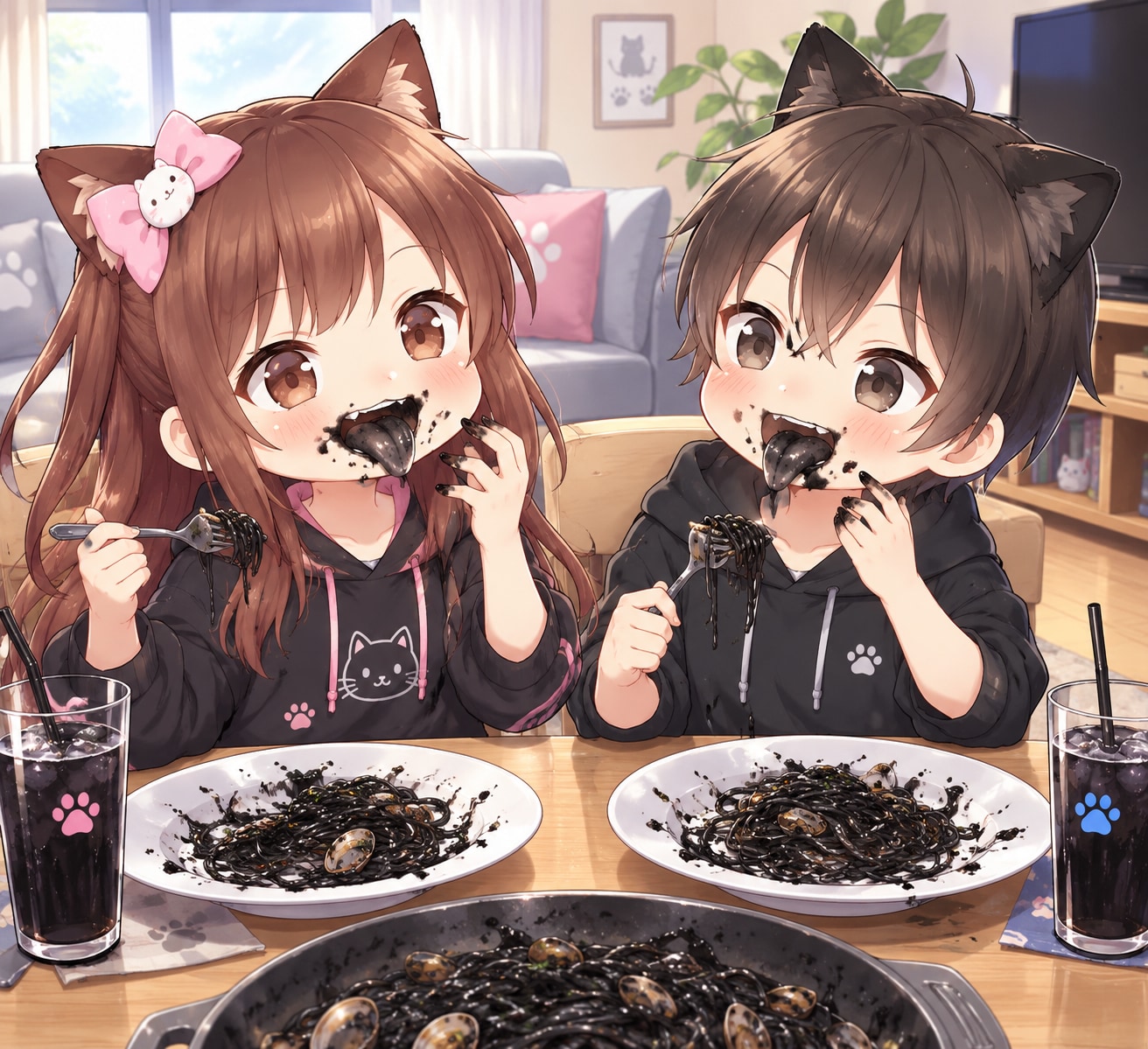 イカ墨パスタ | の人気AIイラスト・グラビア