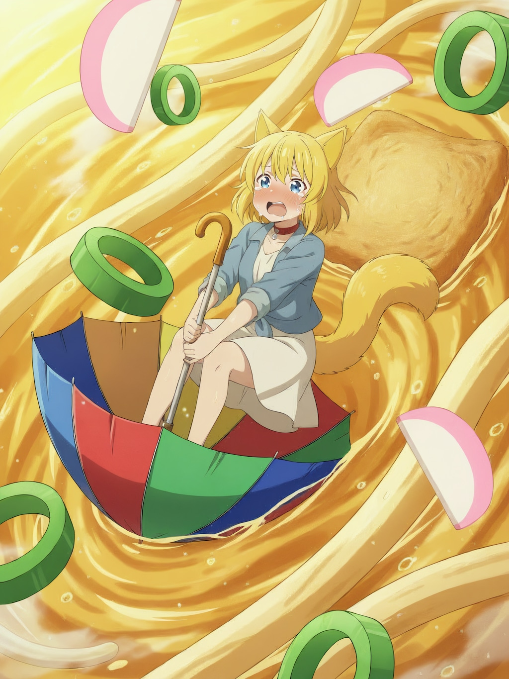 お腹が空いたからお昼にしようと立ち寄ったうどん屋でそこのブラック店長にまんまと騙され体が縮む薬を飲んでしまいコシが自慢のこだわりうどんと出汁が決め手の熱々スープの海に…