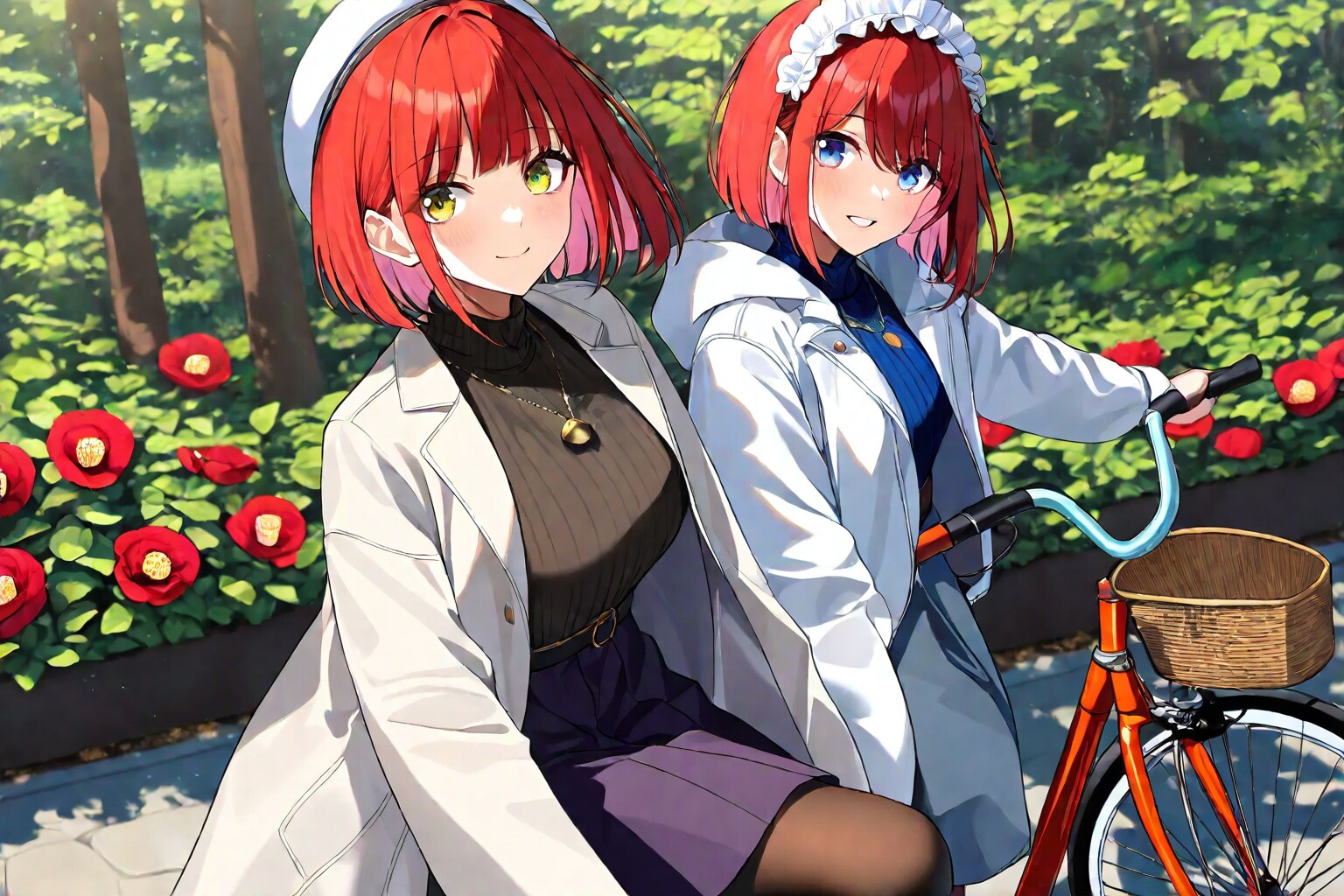 赤髪ボブの美少女２人 | の人気AIイラスト・グラビア