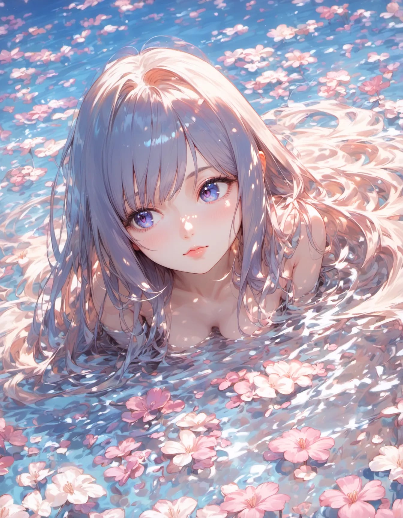 Floating in a Sea of Petals | の人気AIイラスト・グラビア