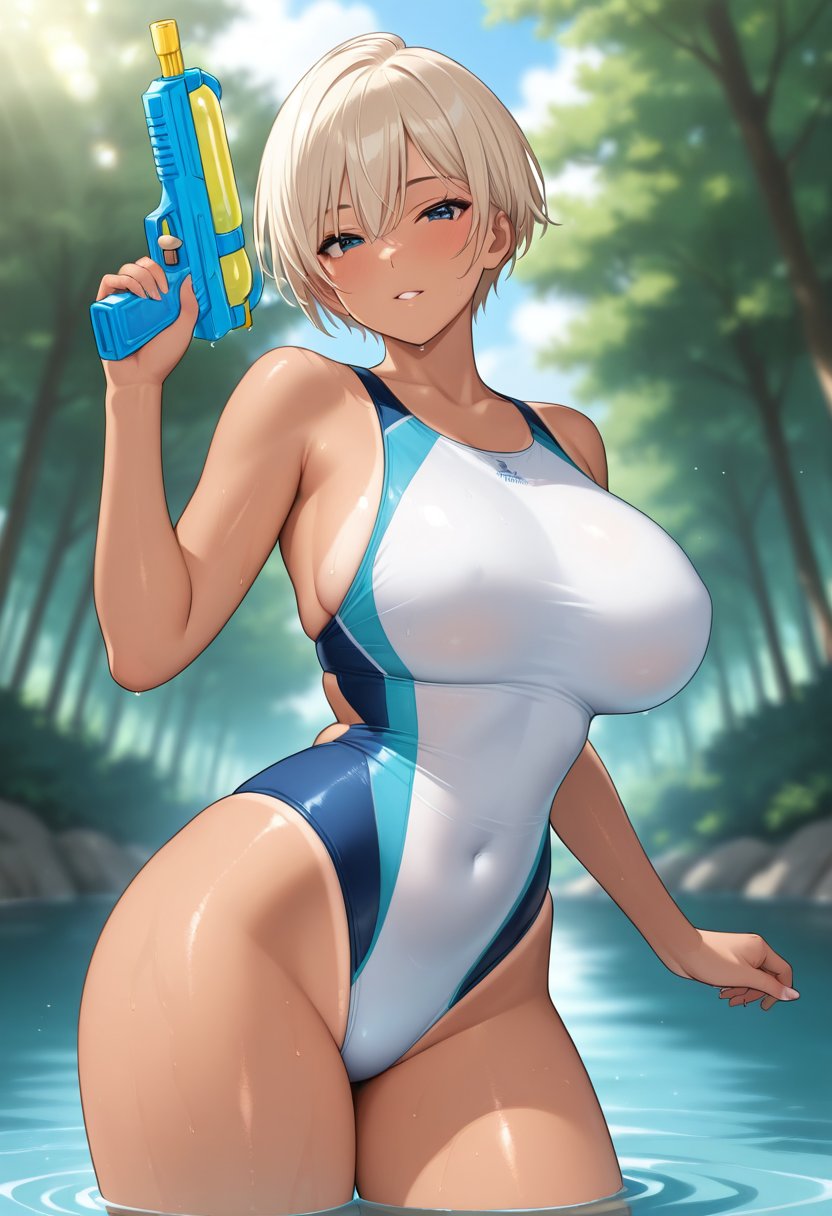 川で水鉄砲