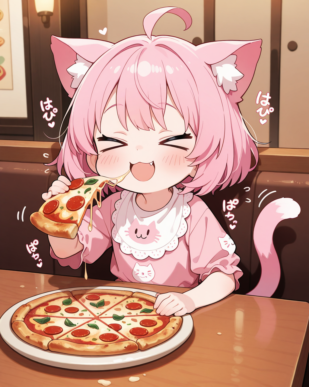 摩訶不思議食堂のピザフェアでおピッツアするうちのねこ