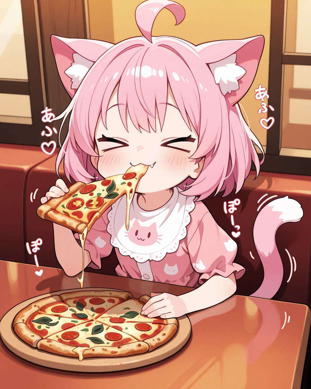 摩訶不思議食堂のピザフェアでおピッツアするうちのねこ
