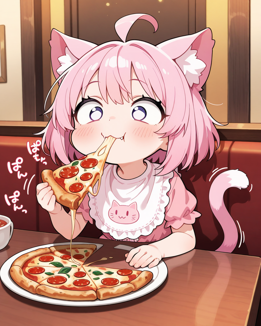 摩訶不思議食堂のピザフェアでおピッツアするうちのねこ | の人気AIイラスト・グラビア