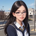 黒髪メガネ女子高生 4枚目
