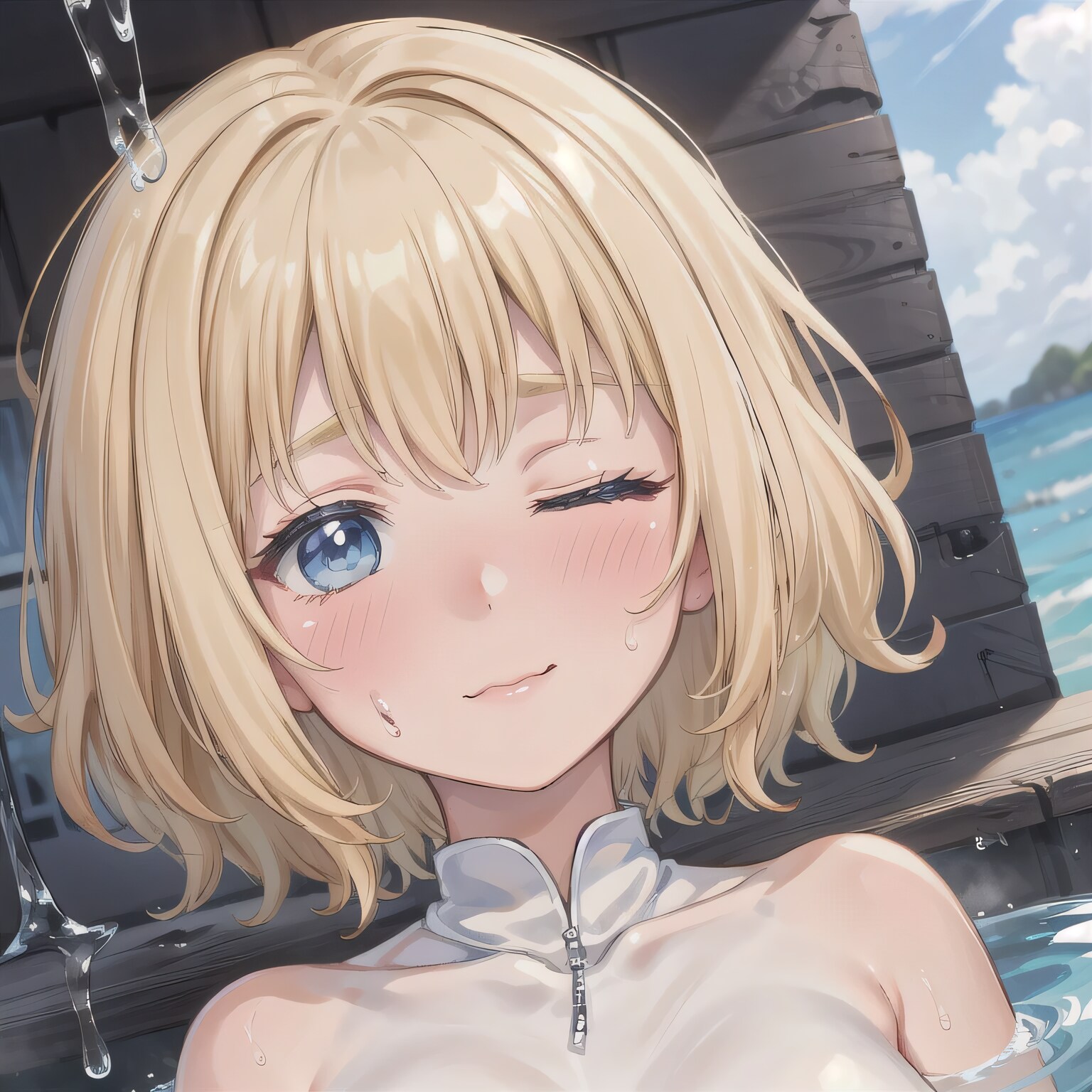 金髪ボブで水鉄砲の少女２ | の人気AIイラスト・グラビア