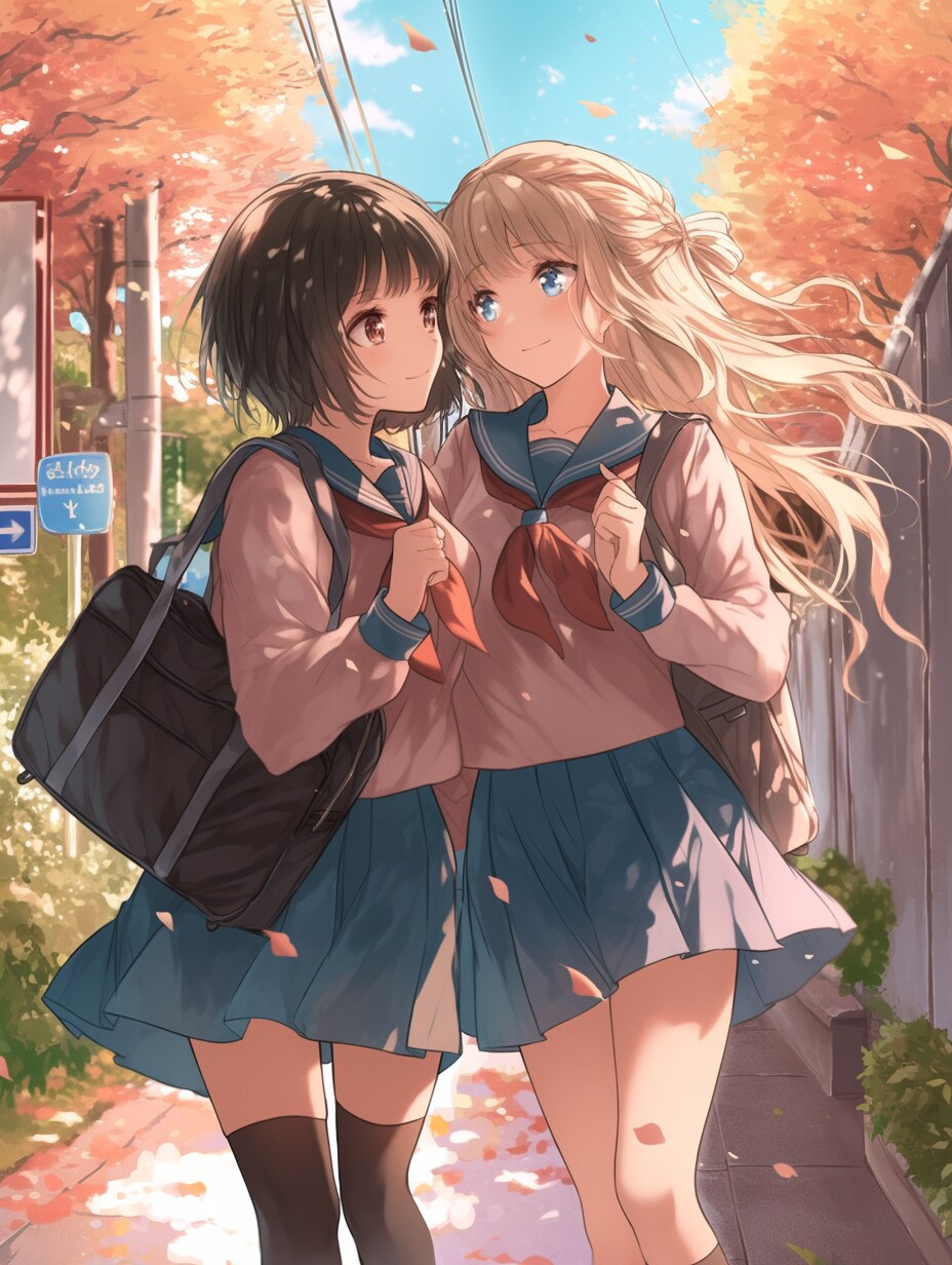 キスしたい二人のJK160 | の人気AIイラスト・グラビア