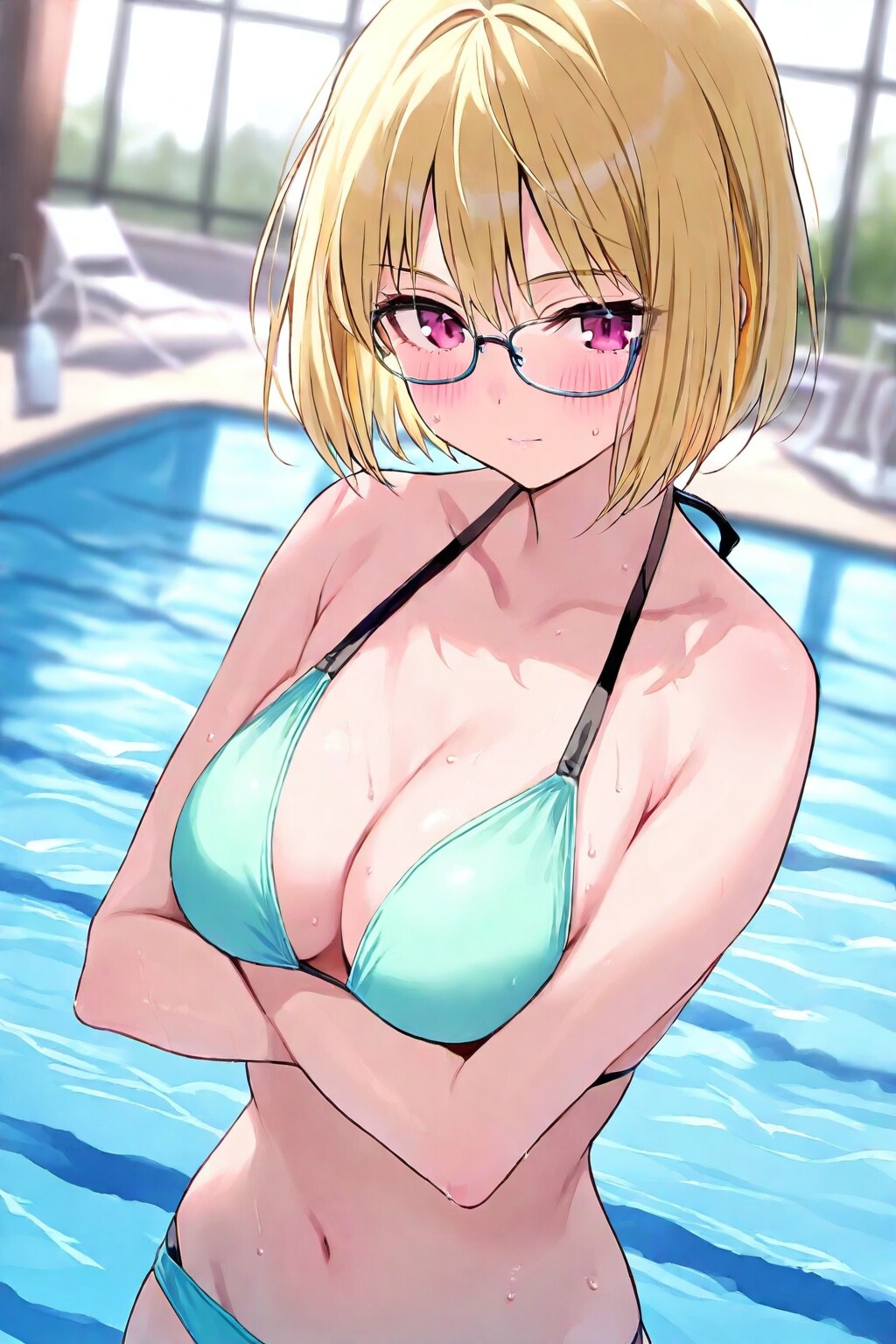 プールサイドの金髪ちゃん